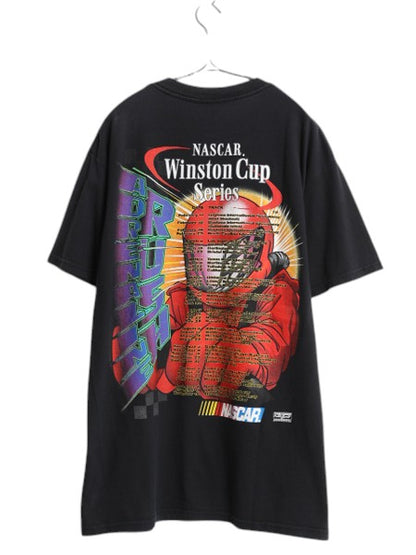 00s ナスカー 両面 イラスト プリント Tシャツ メンズ L / 古着 オールド グラフィック アート ヘビーウェイト モータースポーツ ブラック