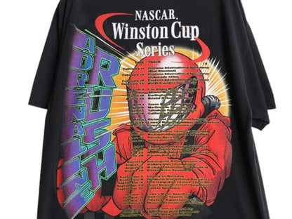 00s ナスカー 両面 イラスト プリント Tシャツ メンズ L / 古着 オールド グラフィック アート ヘビーウェイト モータースポーツ ブラック