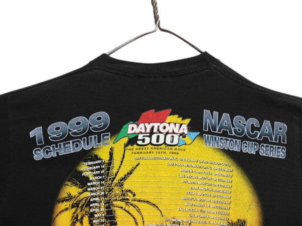 90s USA製 ナスカー 両面 イラスト プリント Tシャツ メンズ M / オールド グラフィック アート ヘビーウェイト モータースポーツ ブラック