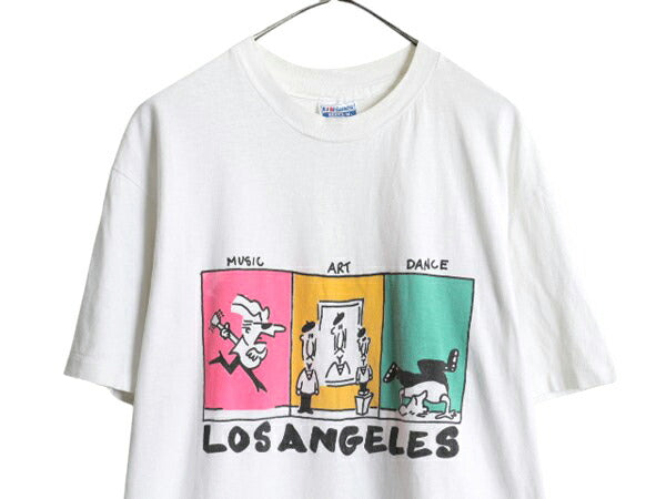 80s USA製 アート イラスト プリント Tシャツ メンズ XL / 古着 ヴィンテージ グラフィック シングルステッチ ヘビーウェイト 大きいサイズ