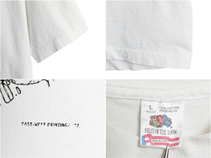 90s USA製 アート イラスト プリント Tシャツ メンズ レディース L / 古着 オールド キャラクター グラフィック シングルステッチ ホワイト