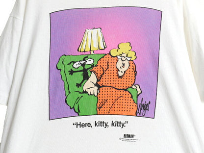 80s USA製 ジョーク アート イラスト プリント Tシャツ メンズ XL ヴィンテージ グラフィック ヘビーウェイト カットソー 大きいサイズ 白