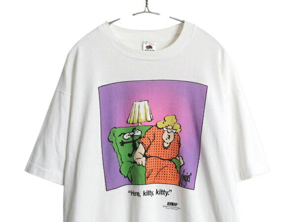 80s USA製 ジョーク アート イラスト プリント Tシャツ メンズ XL ヴィンテージ グラフィック ヘビーウェイト カットソー 大きいサイズ 白