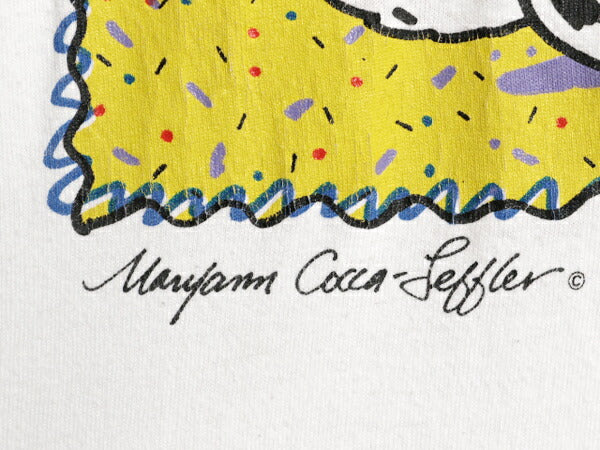 90s USA製 ドッグ アート イラスト プリント Tシャツ メンズ L 古着 オールド アニマル キャラクター 犬 グラフィック シングルステッチ 白