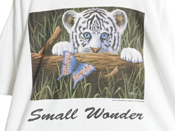 90s ホワイト タイガー アート イラスト プリント Tシャツ メンズ XXL 古着 オールド アニマル グラフィック ヘビーウェイト 大きいサイズ