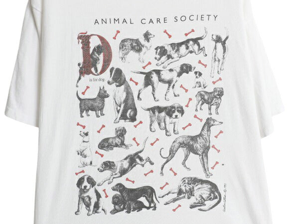 90s ドッグ アート イラスト プリント Tシャツ メンズ レディース L オールド アニマル 犬 グラフィック シングルステッチ ヘビーウェイト
