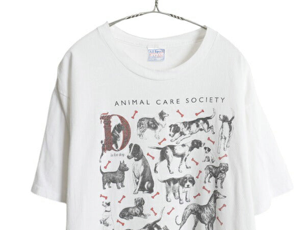 90s ドッグ アート イラスト プリント Tシャツ メンズ レディース L オールド アニマル 犬 グラフィック シングルステッチ ヘビーウェイト
