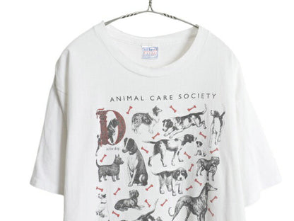 90s ドッグ アート イラスト プリント Tシャツ メンズ レディース L オールド アニマル 犬 グラフィック シングルステッチ ヘビーウェイト