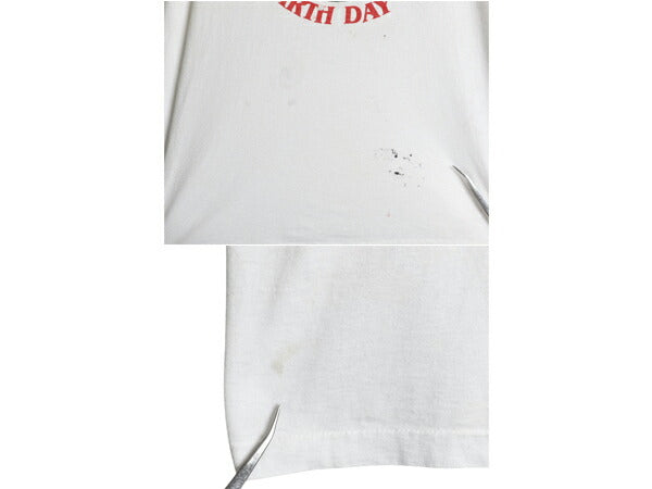 90s USA製 地球 アート メッセージ イラスト プリント Tシャツ メンズ XL / 古着 オールド グラフィック シングルステッチ 大きいサイズ 白