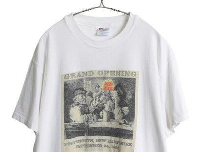 90s USA製 アート イラスト プリント Tシャツ メンズ L / オールド グラフィック シングルステッチ ヘビーウェイト カットソー 企業物 白