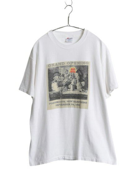 90s USA製 アート イラスト プリント Tシャツ メンズ L / オールド グラフィック シングルステッチ ヘビーウェイト カットソー 企業物 白