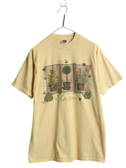 90s 00s アート イラスト プリント Tシャツ メンズ レディース L / オールド ハーブ ガーデニング てんとう虫 グラフィック ヘビーウェイト