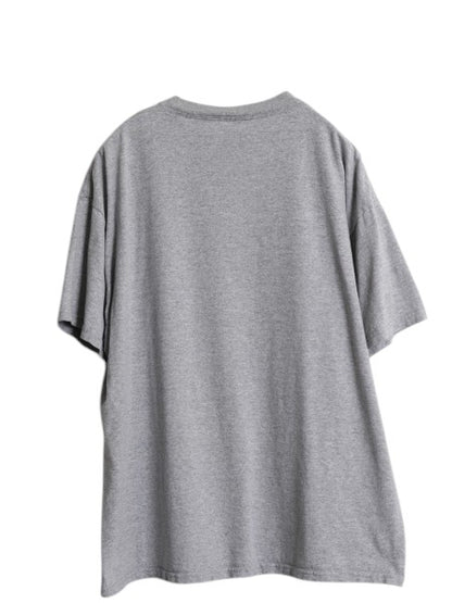 00s スヌーピー フロッキー プリント Tシャツ メンズ レディース XL 古着 オールド キャラクター ピーナッツ イラスト 大きいサイズ グレー