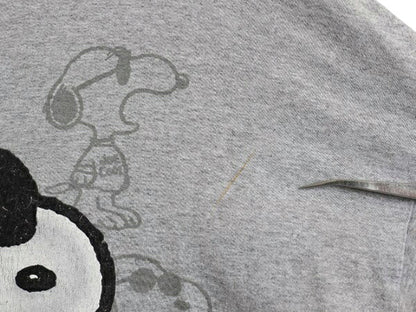 00s スヌーピー フロッキー プリント Tシャツ メンズ レディース XL 古着 オールド キャラクター ピーナッツ イラスト 大きいサイズ グレー