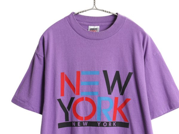90s USA製 ニューヨーク グラフィック プリント Tシャツ メンズ XXL 古着 オールド アート ヘビーウェイト シングルステッチ 大きいサイズ