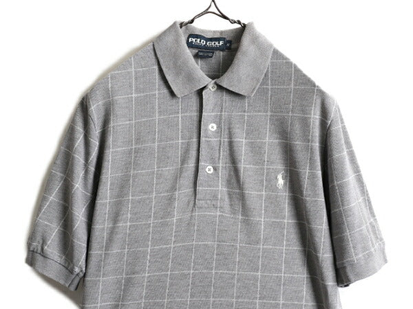 90s ■ ポロ ゴルフ ラルフローレン ウインドペン チェック 鹿の子 半袖 ポロシャツ メンズ S / 90年代 POLO GOLF 半袖シャツ ポニー刺繍