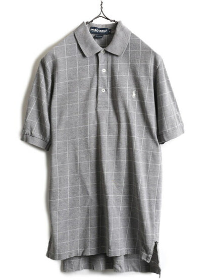 90s ■ ポロ ゴルフ ラルフローレン ウインドペン チェック 鹿の子 半袖 ポロシャツ メンズ S / 90年代 POLO GOLF 半袖シャツ ポニー刺繍