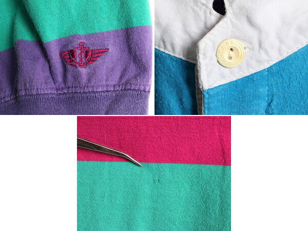 90s 大きいサイズ XL ■ ドッカーズ リーバイス ワイド ボーダー 半袖 ポロシャツ ( メンズ ) 90年代 オールド DOCKERS LEVIS 半袖シャツ