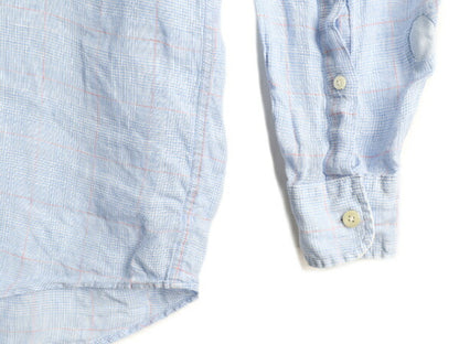 高級 100% リネン ■ ブルックスブラザーズ チェック 長袖 ボタンダウン シャツ メンズ L / Brooks Brothers 346 長袖シャツ ポケット付き