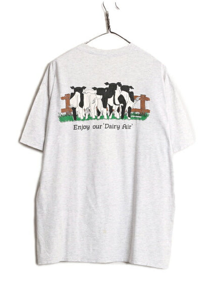 90s USA製 ウシ イラスト プリント Tシャツ メンズ レディース XL 古着 90年代 オールド 当時物 メッセージ アート アニマル 大きいサイズ