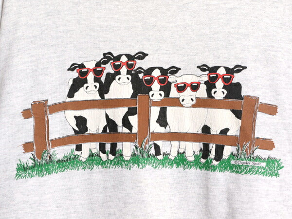 90s USA製 ウシ イラスト プリント Tシャツ メンズ レディース XL 古着 90年代 オールド 当時物 メッセージ アート アニマル 大きいサイズ