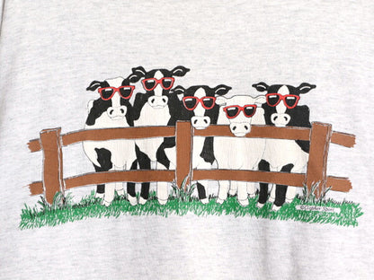 90s USA製 ウシ イラスト プリント Tシャツ メンズ レディース XL 古着 90年代 オールド 当時物 メッセージ アート アニマル 大きいサイズ