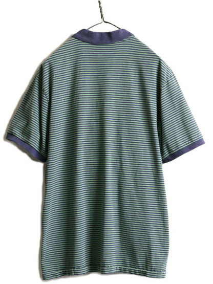 スカル 刺繍 ■ ラグビー ラルフローレン ボーダー 半袖 ポロシャツ ( XL 小さめ メンズ L 程) POLO RUGBY ポロ 半袖シャツ ポケット付き