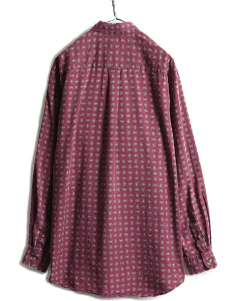 90s ■ ノーティカ 総柄 長袖 ボタンダウン シャツ メンズ L / 古着 90年代 オールド NAUTICA 柄シャツ コットン ポケット付き ペイズリー