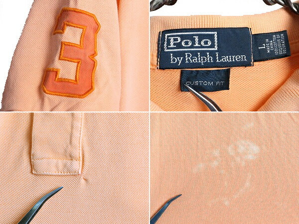 ビッグポニー ■ ポロ ラルフローレン 鹿の子 半袖 ポロシャツ メンズ L / 古着 POLO 半袖シャツ ナンバリング カスタムフィット オレンジ