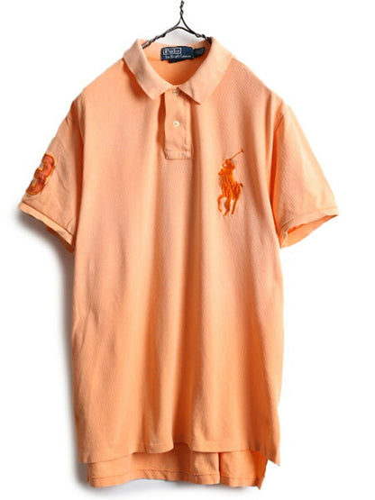 ビッグポニー ■ ポロ ラルフローレン 鹿の子 半袖 ポロシャツ メンズ L / 古着 POLO 半袖シャツ ナンバリング カスタムフィット オレンジ