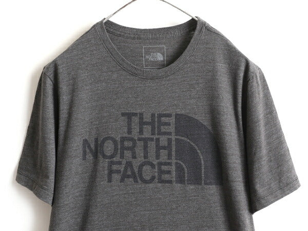 ■ ノースフェイス プリント 半袖 Tシャツ メンズ M 古着 The North Face アウトドア 半袖Tシャツ プリントTシャツ ロゴT チャコールグレー