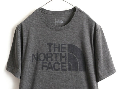 ■ ノースフェイス プリント 半袖 Tシャツ メンズ M 古着 The North Face アウトドア 半袖Tシャツ プリントTシャツ ロゴT チャコールグレー