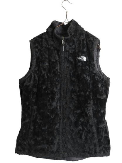 US企画 ノースフェイス リバーシブル ベスト レディース M The North Face アウトドア 毛長 フリース 中綿 ナイロン 前開き フルジップ 黒