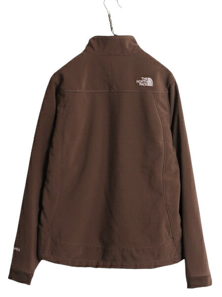 US企画 ノースフェイス APEX ソフトシェル ジャケット レディース L 古着 The North Face アウトドア 裏 フリース ブルゾン フルジップ 茶