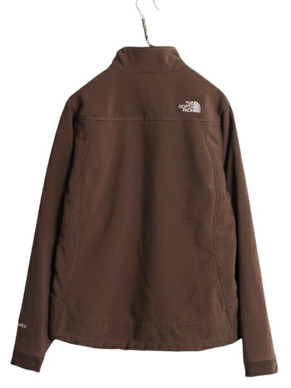 US企画 ノースフェイス APEX ソフトシェル ジャケット レディース L 古着 The North Face アウトドア 裏 フリース ブルゾン フルジップ 茶