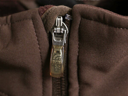 US企画 ノースフェイス APEX ソフトシェル ジャケット レディース L 古着 The North Face アウトドア 裏 フリース ブルゾン フルジップ 茶
