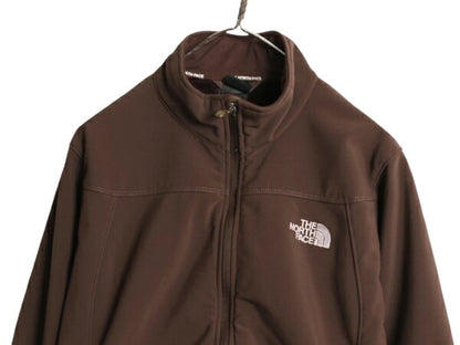 US企画 ノースフェイス APEX ソフトシェル ジャケット レディース L 古着 The North Face アウトドア 裏 フリース ブルゾン フルジップ 茶