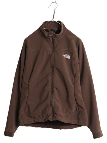 US企画 ノースフェイス APEX ソフトシェル ジャケット レディース L 古着 The North Face アウトドア 裏 フリース ブルゾン フルジップ 茶