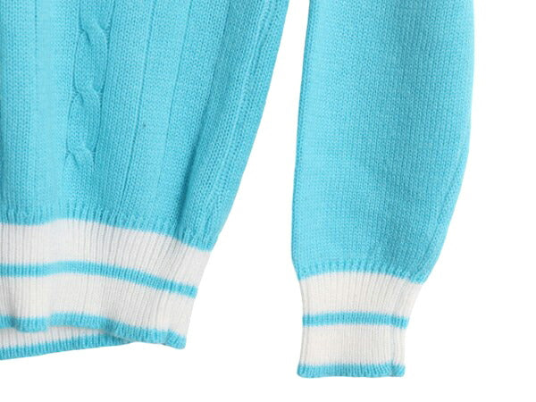 70s ラコステ Vネック アクリル チルデン ニット セーター レディース M 古着 ヴィンテージ IZOD LACOSTE 糸巻タグ ワンポイント ツートン