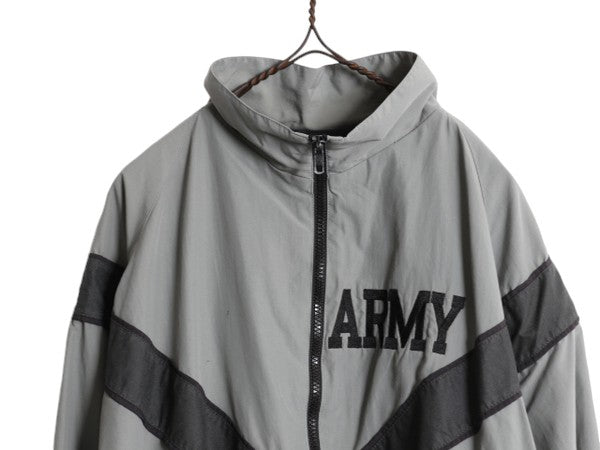 90s 99年製 米軍実物 US ARMY ナイロン トレーニング ジャケット SMALL REGULAR / オールド 軍物 IPFU ミリタリー ブルゾン ジャンパー 灰