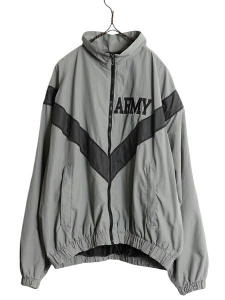 90s 99年製 米軍実物 US ARMY ナイロン トレーニング ジャケット SMALL REGULAR / オールド 軍物 IPFU ミリタリー ブルゾン ジャンパー 灰