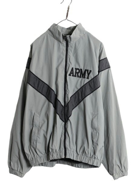 90s 99年製 米軍実物 US ARMY ナイロン トレーニング ジャケット LARGE REGULAR / オールド 軍物 IPFU ミリタリー ブルゾン ジャンパー 灰
