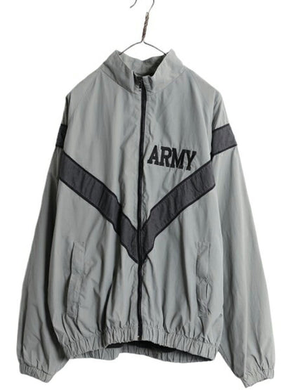 90s 99年製 米軍実物 US ARMY ナイロン トレーニング ジャケット LARGE REGULAR / オールド 軍物 IPFU ミリタリー ブルゾン ジャンパー 灰