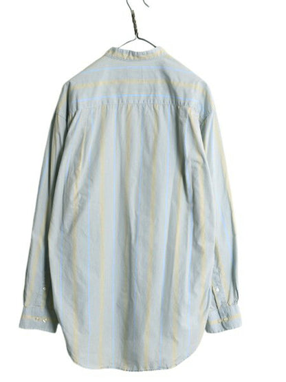 90s OLD GAP ストライプ 長袖 バンドカラー シャツ メンズ M オールド ギャップ 長袖シャツ ノーカラー コットン ワイシャツ ポケット付き
