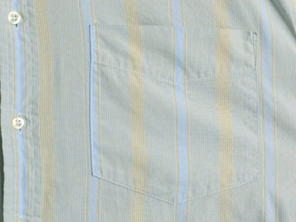 90s OLD GAP ストライプ 長袖 バンドカラー シャツ メンズ M オールド ギャップ 長袖シャツ ノーカラー コットン ワイシャツ ポケット付き