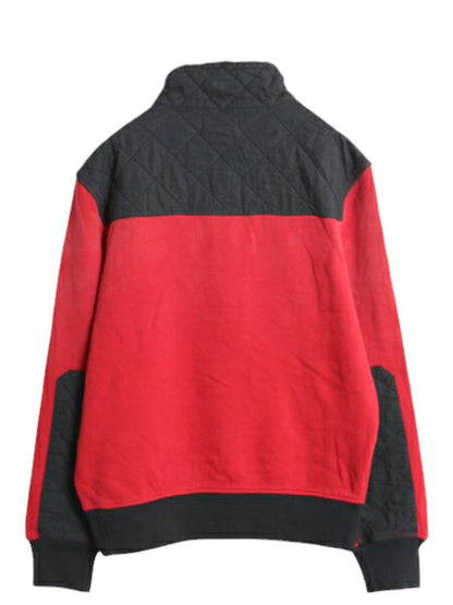 90s ポロ ラルフローレン ハーフジップ スウェット メンズ L / 古着 オールド ハイネック ワッペン キルティング 補強 ハイネック ツートン