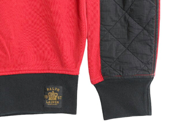 90s ポロ ラルフローレン ハーフジップ スウェット メンズ L / 古着 オールド ハイネック ワッペン キルティング 補強 ハイネック ツートン
