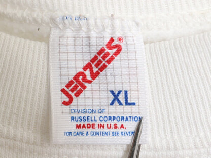 90s USA製 アート イラスト 刺繍 スウェット メンズ XL 90年代 オールド 当時物 キャラクター メッセージ ヘビーウェイト 大きいサイズ 白