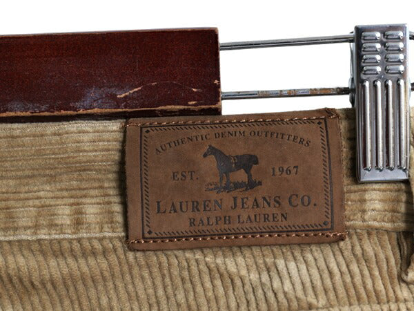 ラルフローレン 太畝 コーデュロイ パンツ レディース S 程/ LAUREN JEANS スリム ストレート ノータック ストレッチ スラックス ベージュ