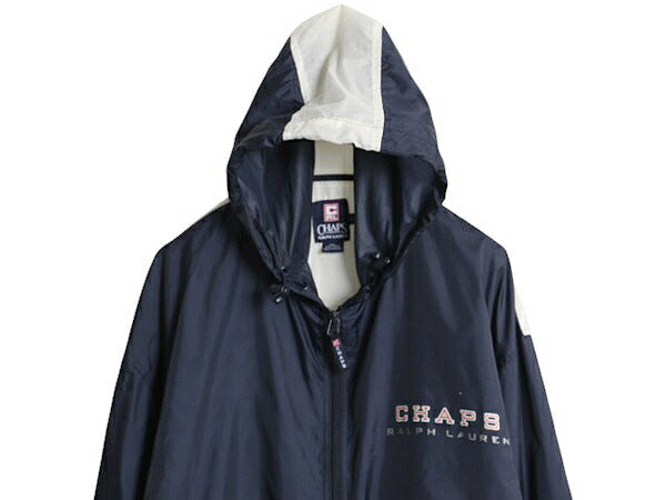90s チャップス ラルフローレン ナイロン パーカー ジャケット メンズ L 古着 オールド CHAPS ポロ フルジップ ブルゾン ジャンパー 星条旗